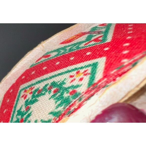 Christmas Fabric Ribbon Set of 3-DECORATOR-Gift Tie Bows USA-Rolly Look Unused - Picture 3 of 5